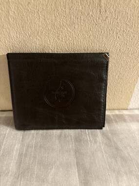 Kangaroo black Leather Bifold Wallet Australian Souvenir